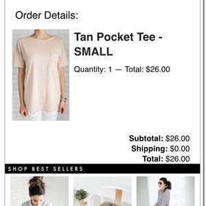 Ily Couture Tan Front Pocket Tee
